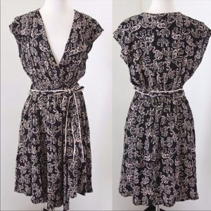 Maeve Anthropologie Elephant Faux Wrap Dress